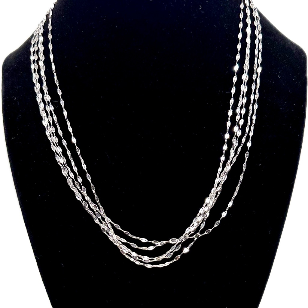 Elegant Silver 5 Multi-Strand Necklace